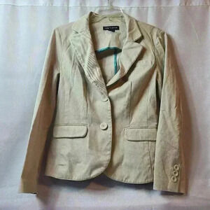 Vintage Margaret Francis Tan Cotton Blazer Jacket Women's Size 8